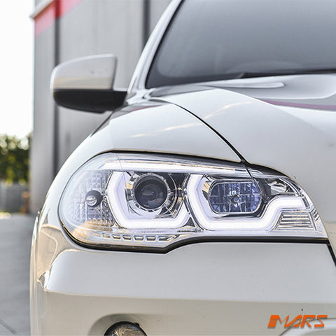 Crystal Clear LED DRL projector Head Lights for BMW X - Series X5 E70 2007 - 2010 Pre LCI - Mars Performance
