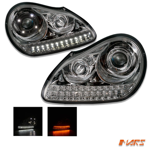 Crystal Clear LED DRL Projector Head Lights for Porsche Cayenne 955 9PA 2003 - 2006 - HID/Xenon model only - Mars Performance