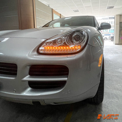 Crystal Clear LED DRL Projector Head Lights for Porsche Cayenne 955 9PA 2003 - 2006 - HID/Xenon model only - Mars Performance