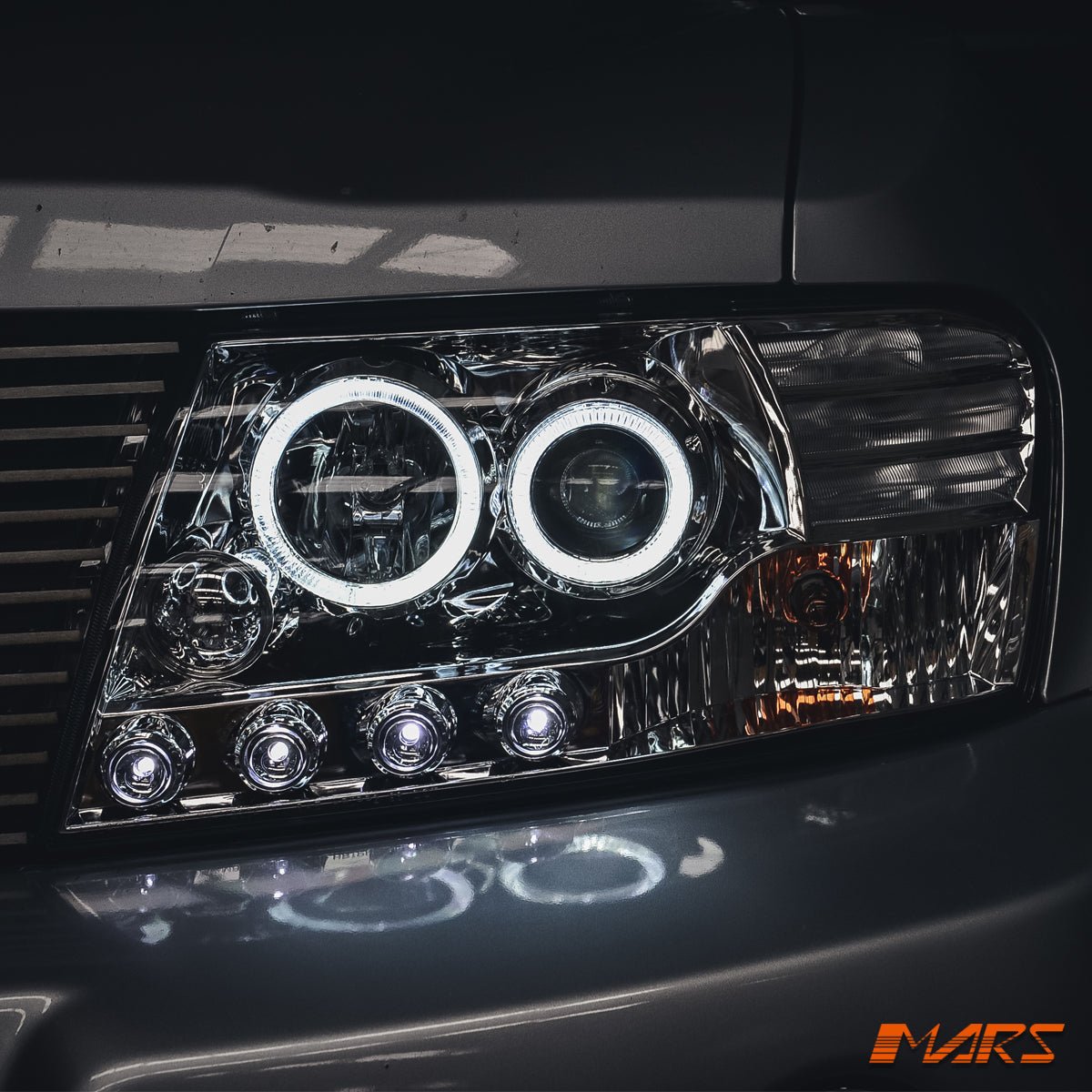 Crystal Clear LED High Power Angel Eyes Projector Head Lights for Mitsubishi Pajero 2000 - 2006 NP NM - Mars Performance