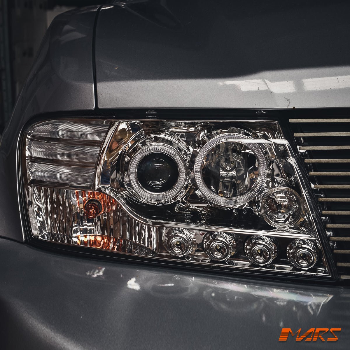 Crystal Clear LED High Power Angel Eyes Projector Head Lights for Mitsubishi Pajero 2000 - 2006 NP NM - Mars Performance