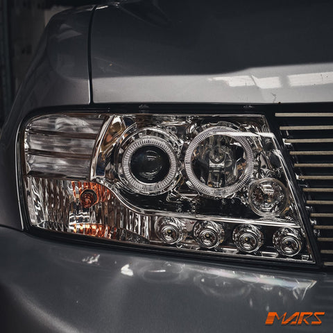 Crystal Clear LED High Power Angel Eyes Projector Head Lights for Mitsubishi Pajero 2000 - 2006 NP NM - Mars Performance