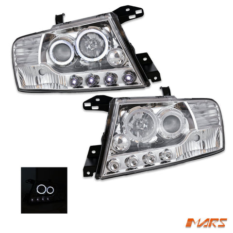 Crystal Clear LED High Power Angel Eyes Projector Head Lights for Mitsubishi Pajero 2000 - 2006 NP NM - Mars Performance