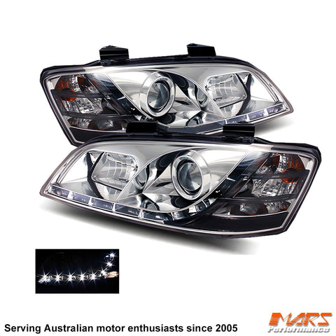 Crystal DRL LED Projector Head Lights for Holden Commodore & HSV VE Series 1 - Mars Performance