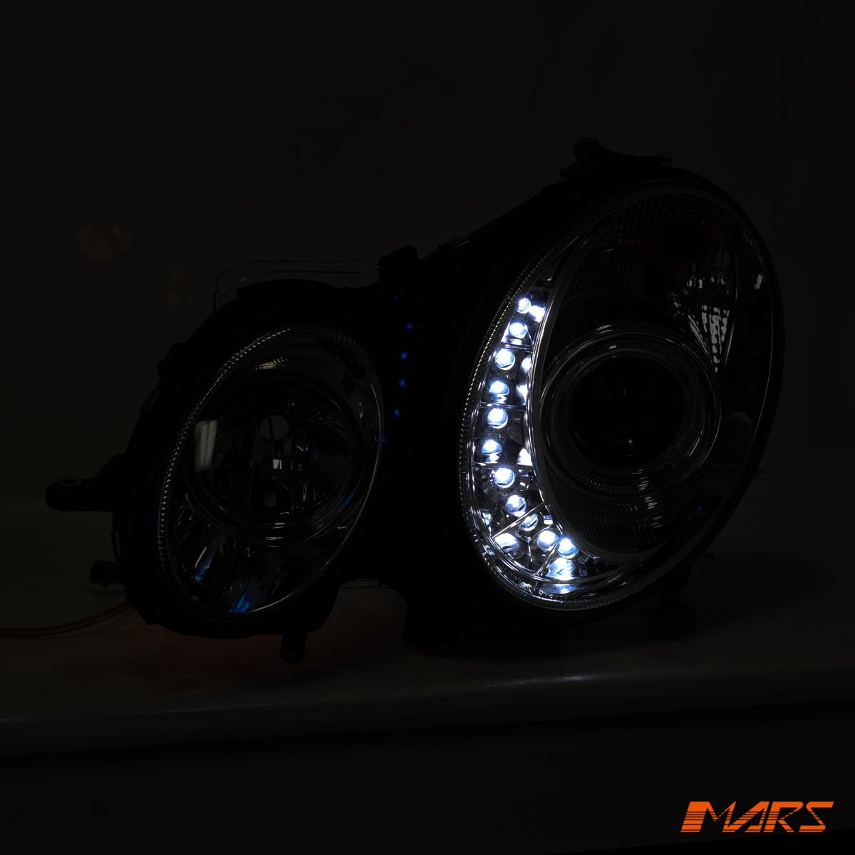 Crystal DRL LED Projector Head Lights for Mercedes - Benz E - Class W211 03 - 08 (replace factory HALOGEN head lights) - Mars Performance