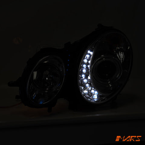 Crystal DRL LED Projector Head Lights for Mercedes - Benz E - Class W211 03 - 08 (replace factory HALOGEN head lights) - Mars Performance
