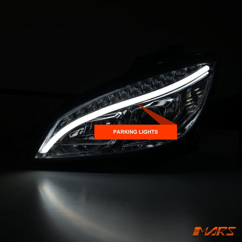 Crystal LED DRL Projector Head Lights for Mercedes - Benz C - Class W204 2007 - 2010 - Halogen Model only - Mars Performance