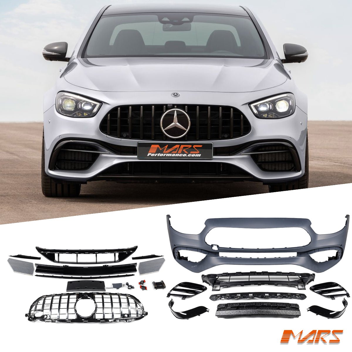 E63 - S Style Front Bumper Bar Bodykit & Grille Grill for Mercedes - Benz E - Class W213 C238 2020 - 2023 Update 2020 - 2023 & E53 AMG - Mars Performance