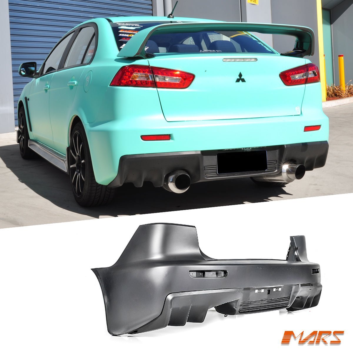 Evolution Style Rear Bumper Bar Bodykit for Mitsubishi CJ CF lancer Sedan 2007 - 2018 With Twin Exhaust outlet - Mars Performance