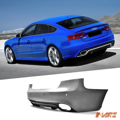 (Fit 4 doors Sedan model) RS5 Style Rear Bumper Bar Bodykit & Diffuser with exhaust Tips for AUDI A5 8T 2008 - 2016 - Mars Performance