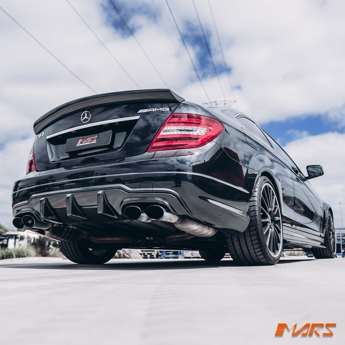 Flokraft Carbon Fibre Rear Bumper Bar Diffuser Bodykit for Mercedes Benz AMG C63 W204 C204 2011 - 2014 - Mars Performance