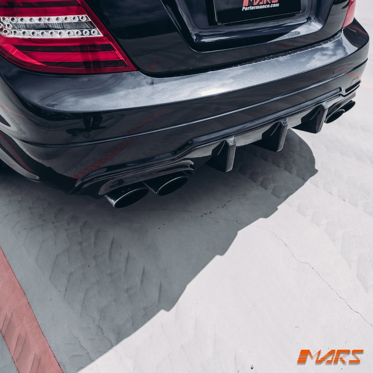 Flokraft Carbon Fibre Rear Bumper Bar Diffuser Bodykit for Mercedes Benz AMG C63 W204 C204 2011 - 2014 - Mars Performance