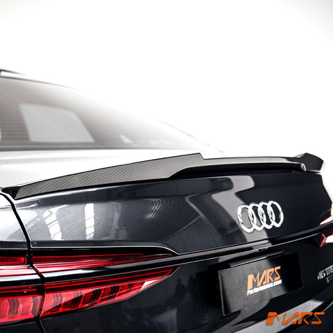FloKraft Carbon Fibre Rear trunk boot lip Spoiler Wing Bodykit for AUDI A6 S6 C8 Sedan 2019 - 2024 - Mars Performance