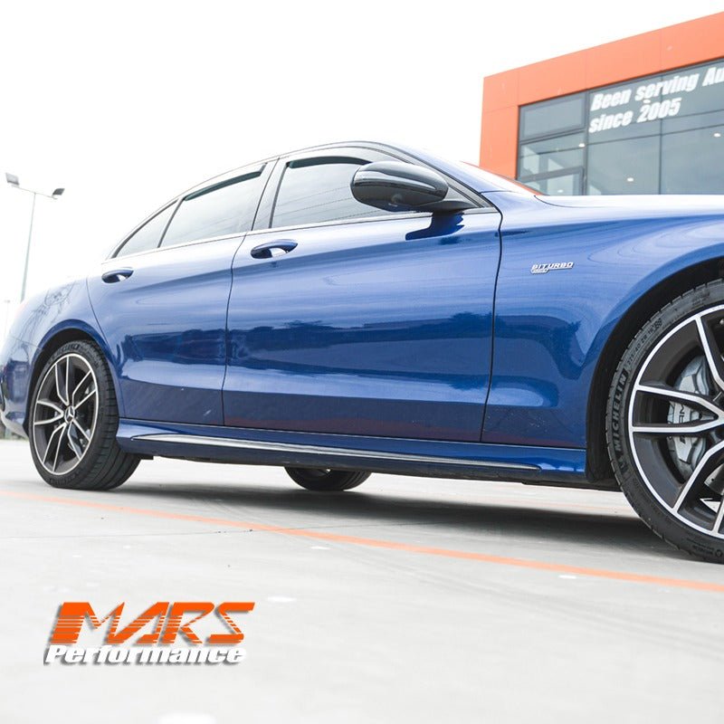 FloKraft Dry Carbon Side Skirts Lip Spoiler Covers for Mercedes - Benz A205 C205 S205 W205 AMG Package & C43, C63 - S - Mars Performance