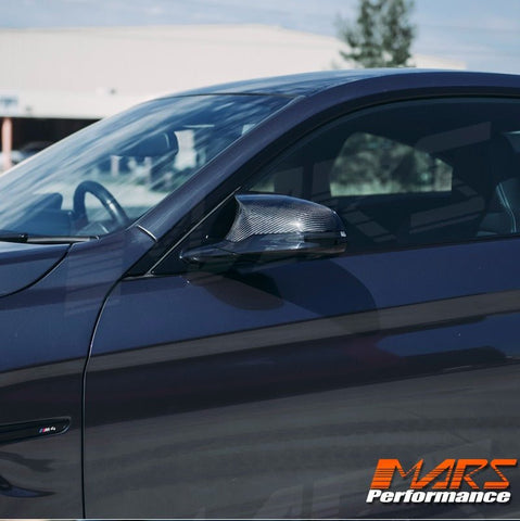 FloKraft RHD Dry Carbon Fibre Replacement Mirror Cover Bodykit for BMW M - Series M3 F80 & M4 F82 F83 & M2 F87 Competition - Mars Performance