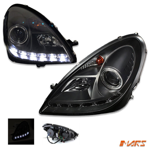 for Stock Halogen model - Black LED DRL Projector Head Lights for Mercedes - Benz SLK R171 2003 - 2010 - Mars Performance