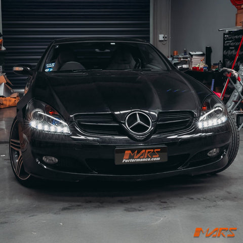 for Stock Halogen model - Black LED DRL Projector Head Lights for Mercedes - Benz SLK R171 2003 - 2010 - Mars Performance