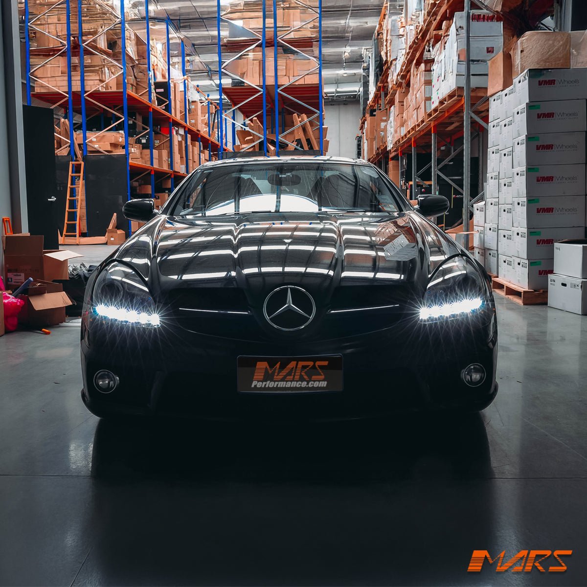for Stock Halogen model - Black LED DRL Projector Head Lights for Mercedes - Benz SLK R171 2003 - 2010 - Mars Performance