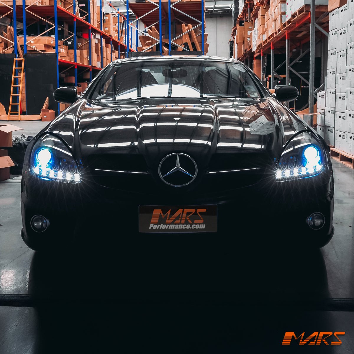 for Stock Halogen model - Black LED DRL Projector Head Lights for Mercedes - Benz SLK R171 2003 - 2010 - Mars Performance