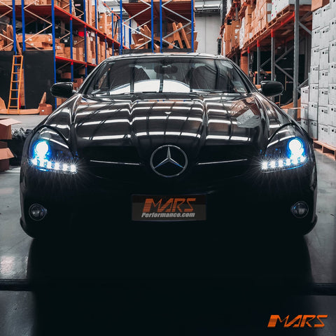 for Stock Halogen model - Black LED DRL Projector Head Lights for Mercedes - Benz SLK R171 2003 - 2010 - Mars Performance
