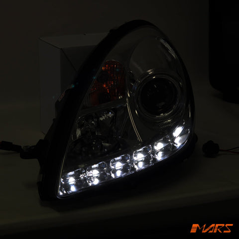 for Stock Halogen model - Crystal Clear LED DRL Projector Head Lights for Mercedes - Benz SLK R171 2003 - 2010 - Mars Performance
