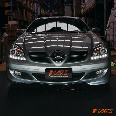 for Stock Halogen model - Crystal Clear LED DRL Projector Head Lights for Mercedes - Benz SLK R171 2003 - 2010 - Mars Performance