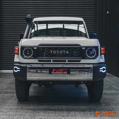 Front Bumper bar DRL & LED Indicator lights for Toyota Landcruiser 70 Series FJ70 LC73 LC76 LC78 LC79 2023 onwards - Mars Performance