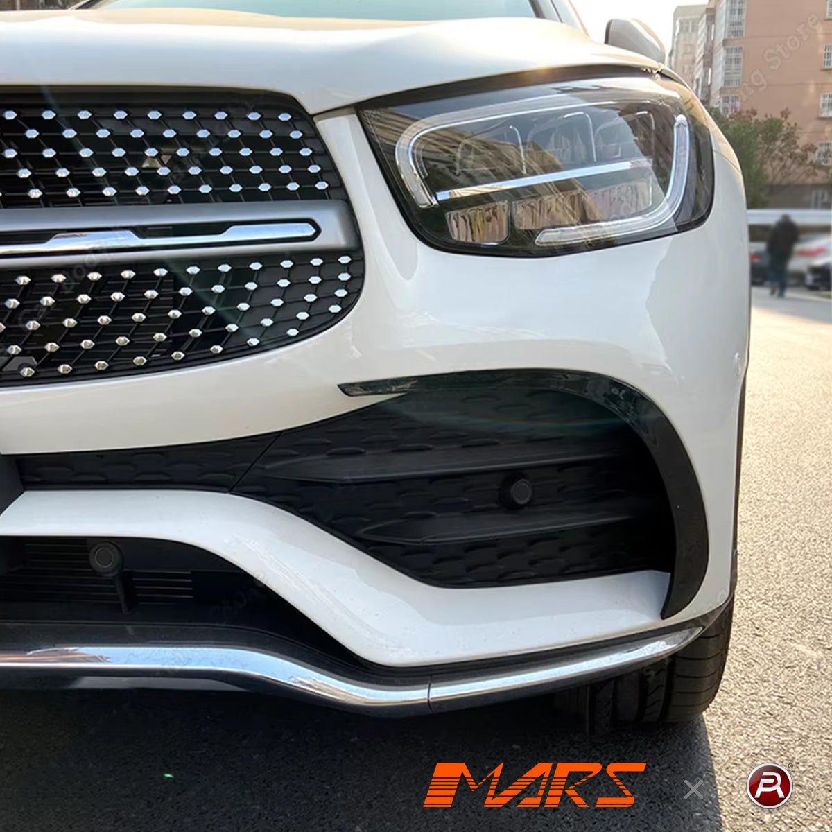 Front Bumper Bar Upper Blade Canards Trims for Mercedes - Benz GLC - Class 2019 - 2023 X253 Hatch / C253 Coupe & GLC43 AMG Bodykit - Mars Performance