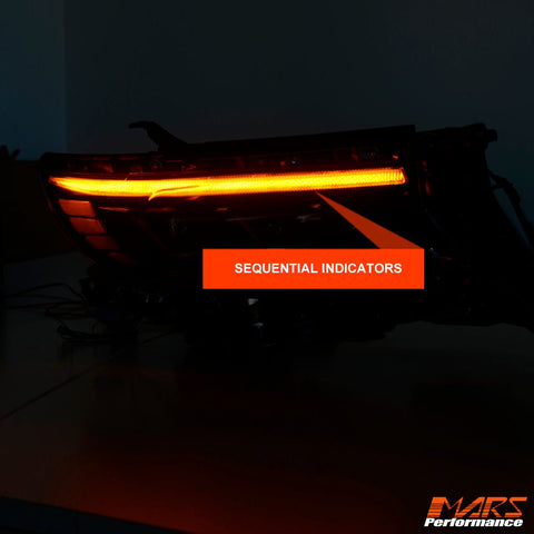 FULL LED DRL Head Lights with Sequential Indicator for Toyota Land - Cruiser Prado 150 Series LC150 FJ150 2018 - 2022 - Mars Performance