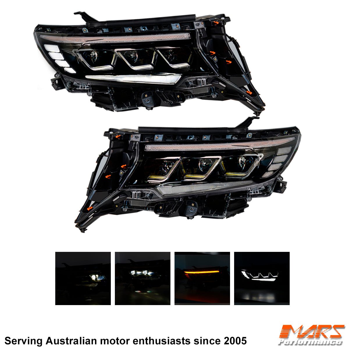 FULL LED DRL Head Lights with Sequential Indicator for Toyota Land - Cruiser Prado 150 Series LC150 FJ150 2018 - 2022 - Mars Performance