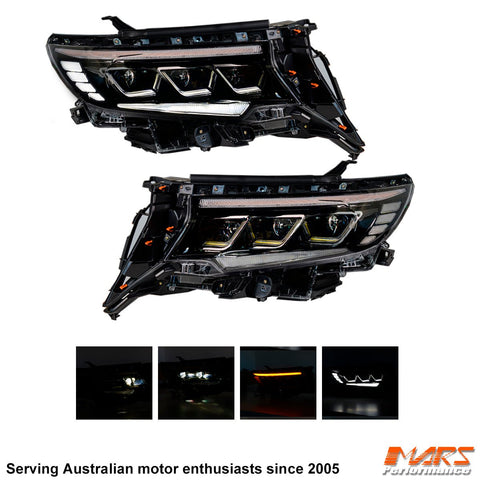 FULL LED DRL Head Lights with Sequential Indicator for Toyota Land - Cruiser Prado 150 Series LC150 FJ150 2018 - 2022 - Mars Performance