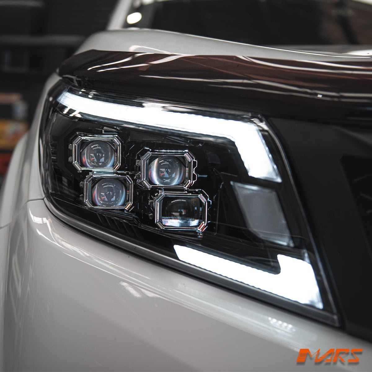 Full LED DRL Head Lights with Sequential Indicators for Nissan NAVARA UTE NP300 D23 - Halogen Model only - Mars Performance