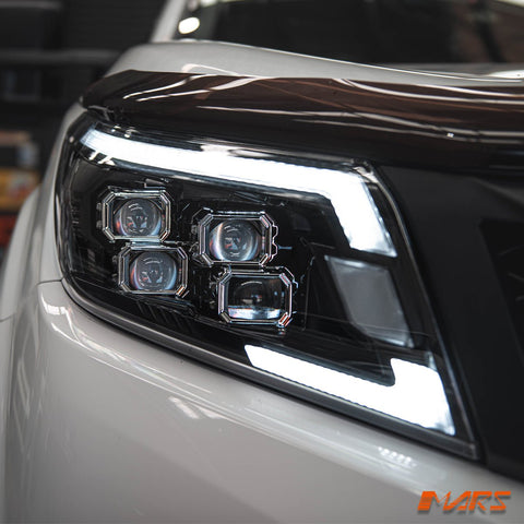 Full LED DRL Head Lights with Sequential Indicators for Nissan NAVARA UTE NP300 D23 - Halogen Model only - Mars Performance