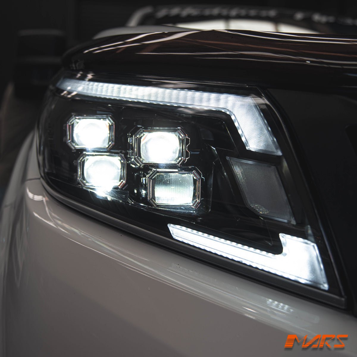 Full LED DRL Head Lights with Sequential Indicators for Nissan NAVARA UTE NP300 D23 - Halogen Model only - Mars Performance