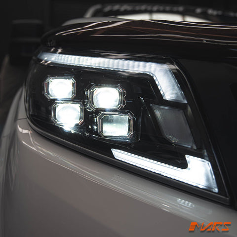 Full LED DRL Head Lights with Sequential Indicators for Nissan NAVARA UTE NP300 D23 - Halogen Model only - Mars Performance