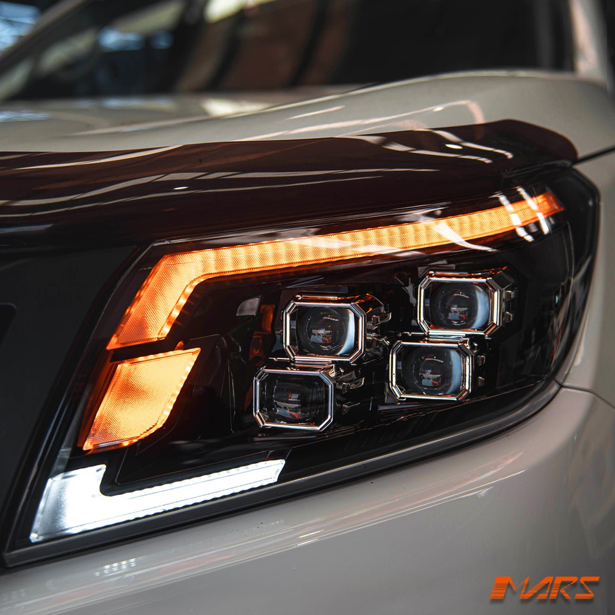 Full LED DRL Head Lights with Sequential Indicators for Nissan NAVARA UTE NP300 D23 - Halogen Model only - Mars Performance