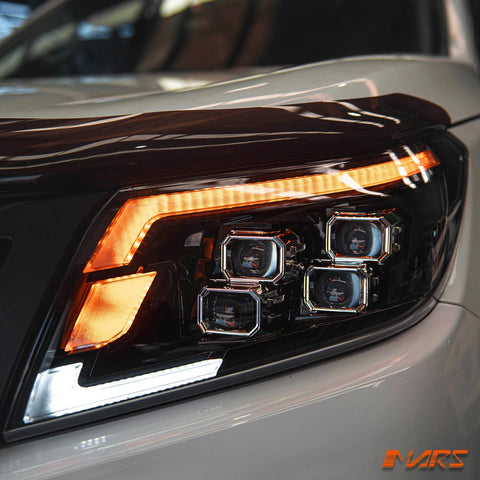 Full LED DRL Head Lights with Sequential Indicators for Nissan NAVARA UTE NP300 D23 - Halogen Model only - Mars Performance