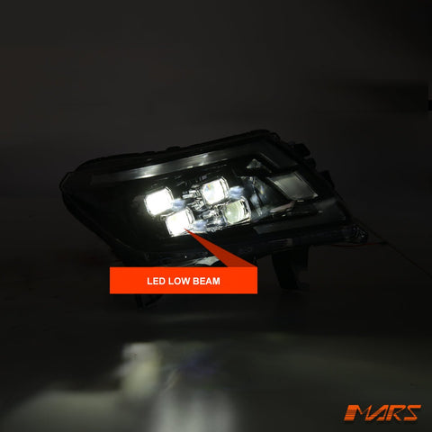 Full LED DRL Head Lights with Sequential Indicators for Nissan NAVARA UTE NP300 D23 - Halogen Model only - Mars Performance