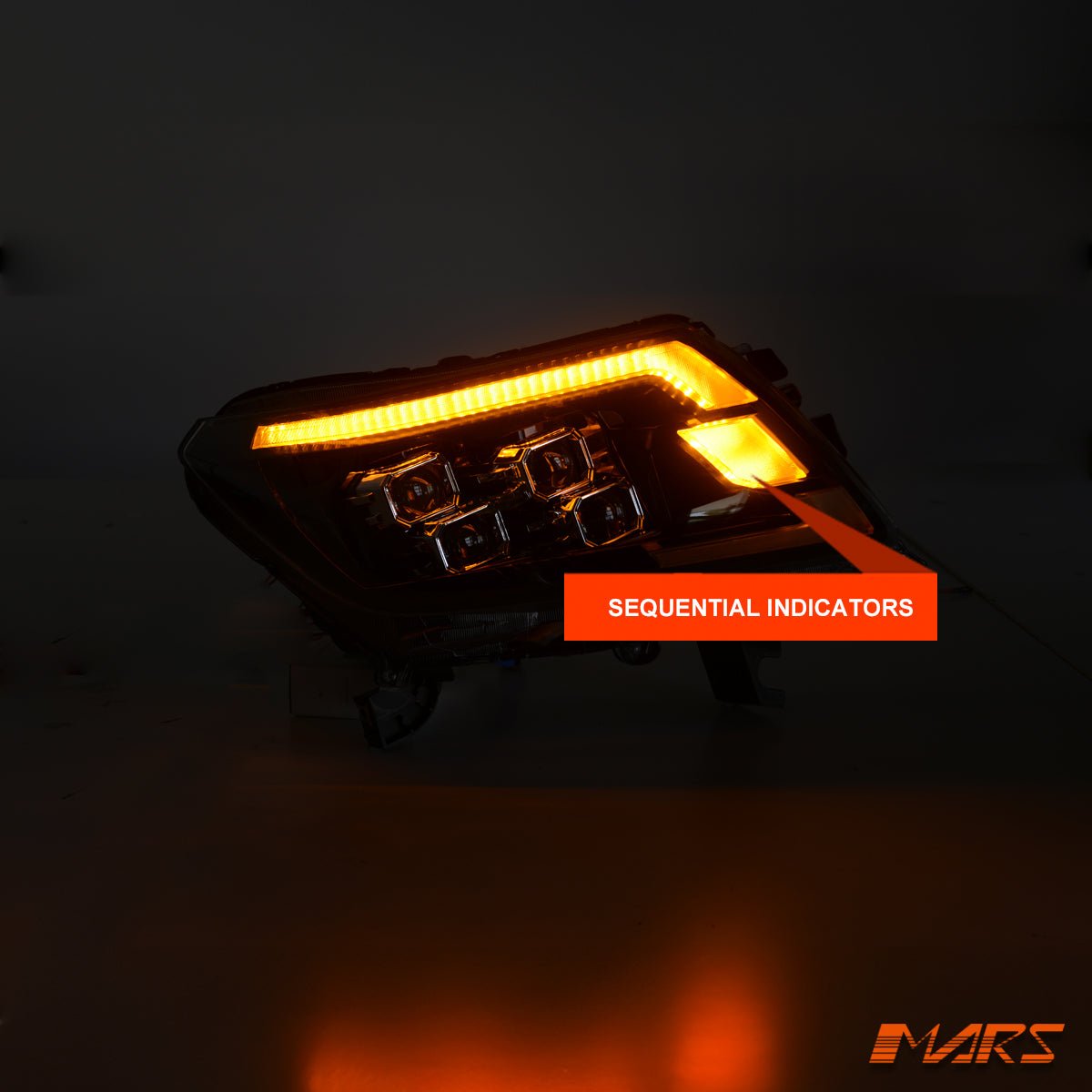 Full LED DRL Head Lights with Sequential Indicators for Nissan NAVARA UTE NP300 D23 - Halogen Model only - Mars Performance
