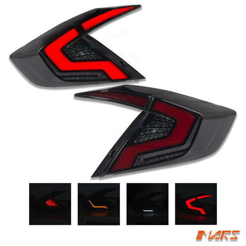 Full LED Tail lights with Sequential Indicator for Honda Civic X 2016 - 2022 Sedan VTI VTi - L VTi - S - Mars Performance