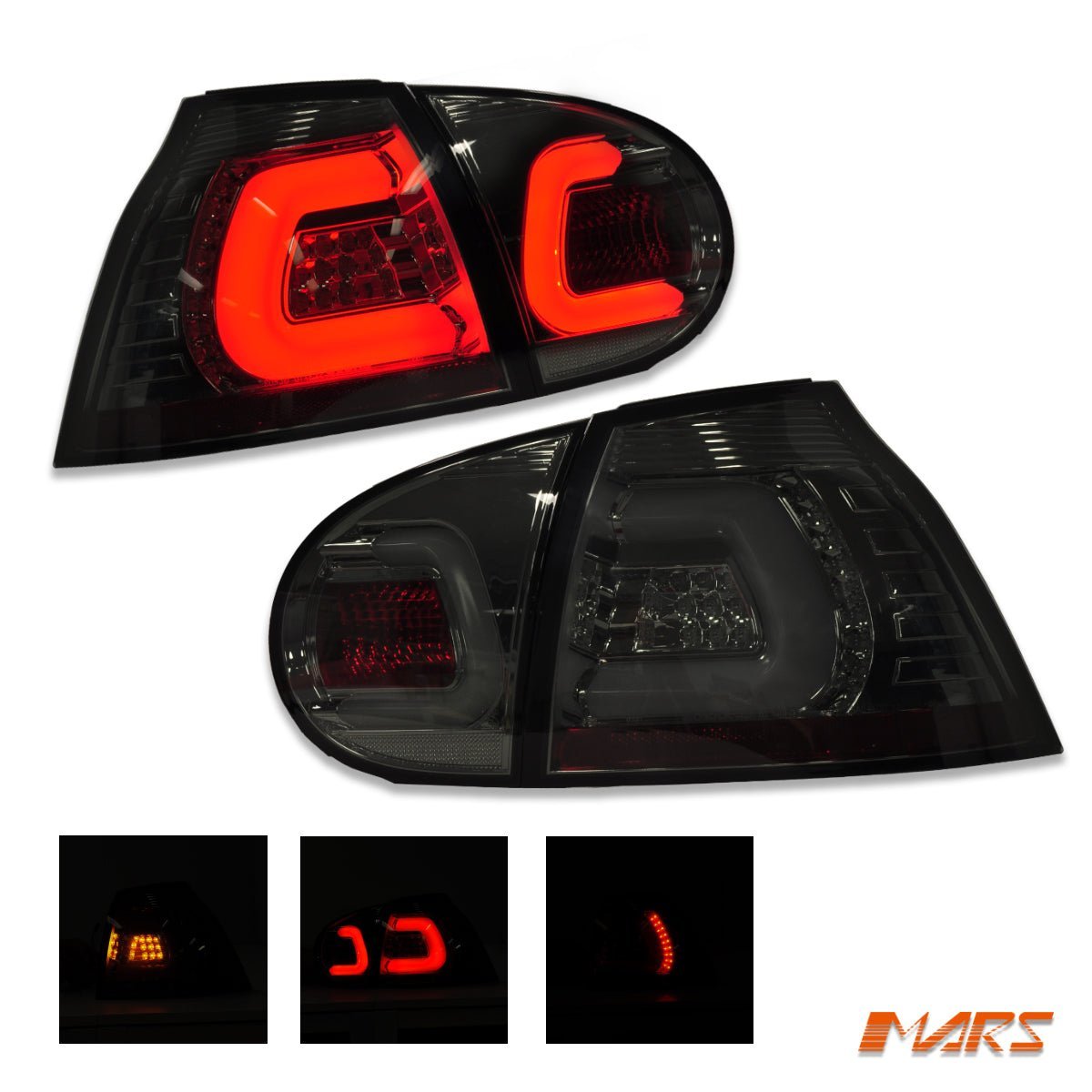 Full Smoked 3D Full LED Tail lights for VolksWagen VW Golf V Hatch MK - 5 2004 - 2009 - Mars Performance