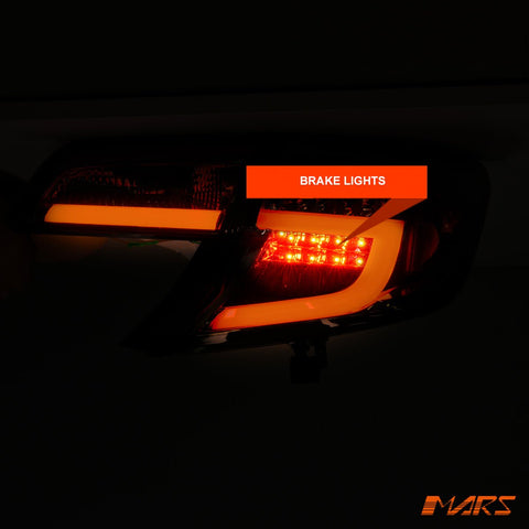 Full Smoked 3D Stripe Bar Tail lights with LED Indicators for Toyota Camry Sedan 2012 - 2015 - Mars Performance