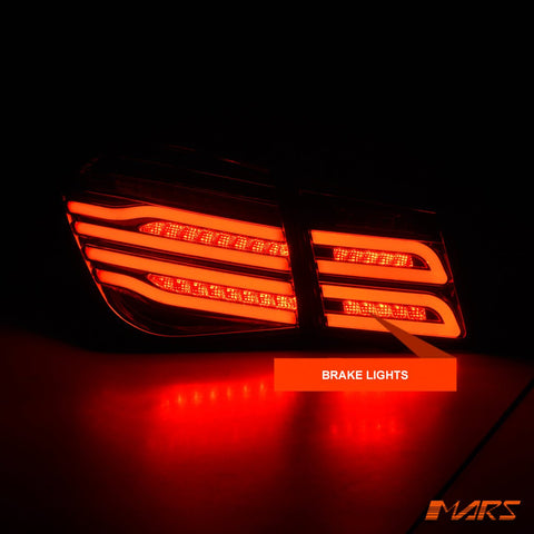 Full Smoked 3D Stripe Bar Tail Lights with LED Sequential indicators for Holden Cruze Sedan 2009 - 2016 - Mars Performance