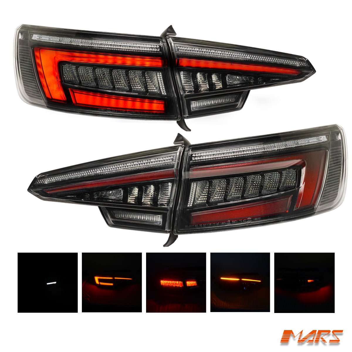 Full Smoked Blackline Style LED Tail lights for AUDI A4 S4 B9 Sedan 2016 - 2019 - Mars Performance
