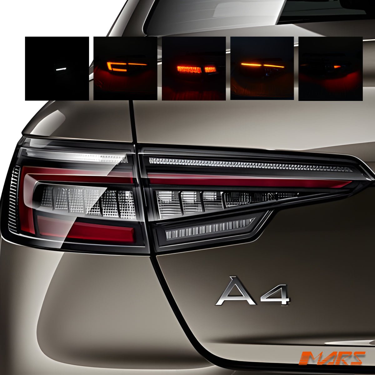 Full Smoked Blackline Style LED Tail lights for AUDI A4 S4 B9 Sedan 2016 - 2019 - Mars Performance