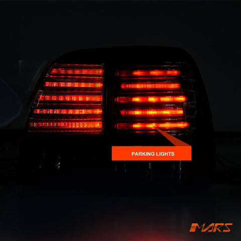 Full Smoked LED Tail Lights for TOYOTA LANDCRUISER FJ100 LC100 105 1998 - 2007 - Mars Performance
