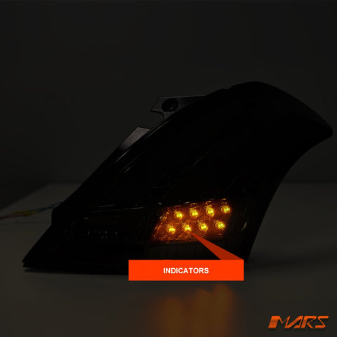 Full Smoked LED Tail lights with LED indicators for Suzuki Swift Hatch 2011 - 2017 - Mars Performance