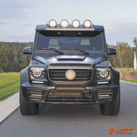 Full Smoked Mansory Style LED head Lights Housing for Mercedes - Benz W463 G - Class 1986 - 2018 & E55 E63 AMG - Mars Performance