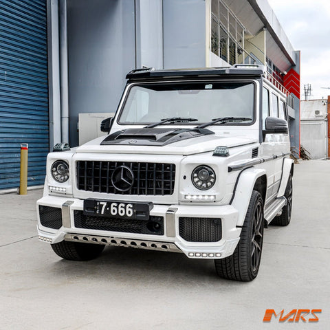 Full Smoked Mansory Style LED head Lights Housing for Mercedes - Benz W463 G - Class 1986 - 2018 & E55 E63 AMG - Mars Performance