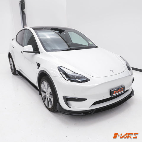 Gloss Black Aero DYNAMIC Front Bumper bar Side Blade Canard Spoiler BodyKit for Tesla Model Y 2022 - 2024 - Mars Performance